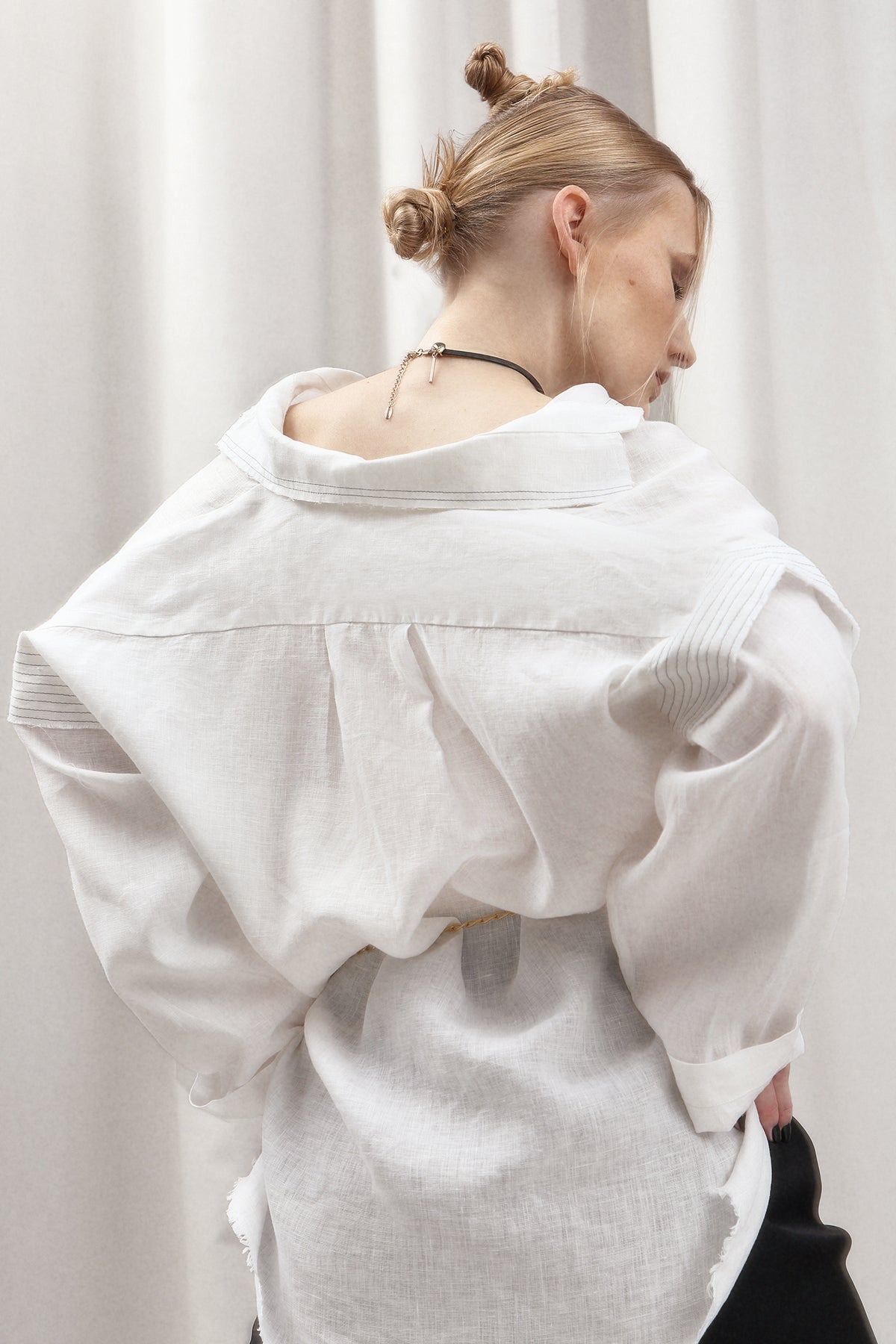Soft Washed Linen Oversized Shirt WING WHITE