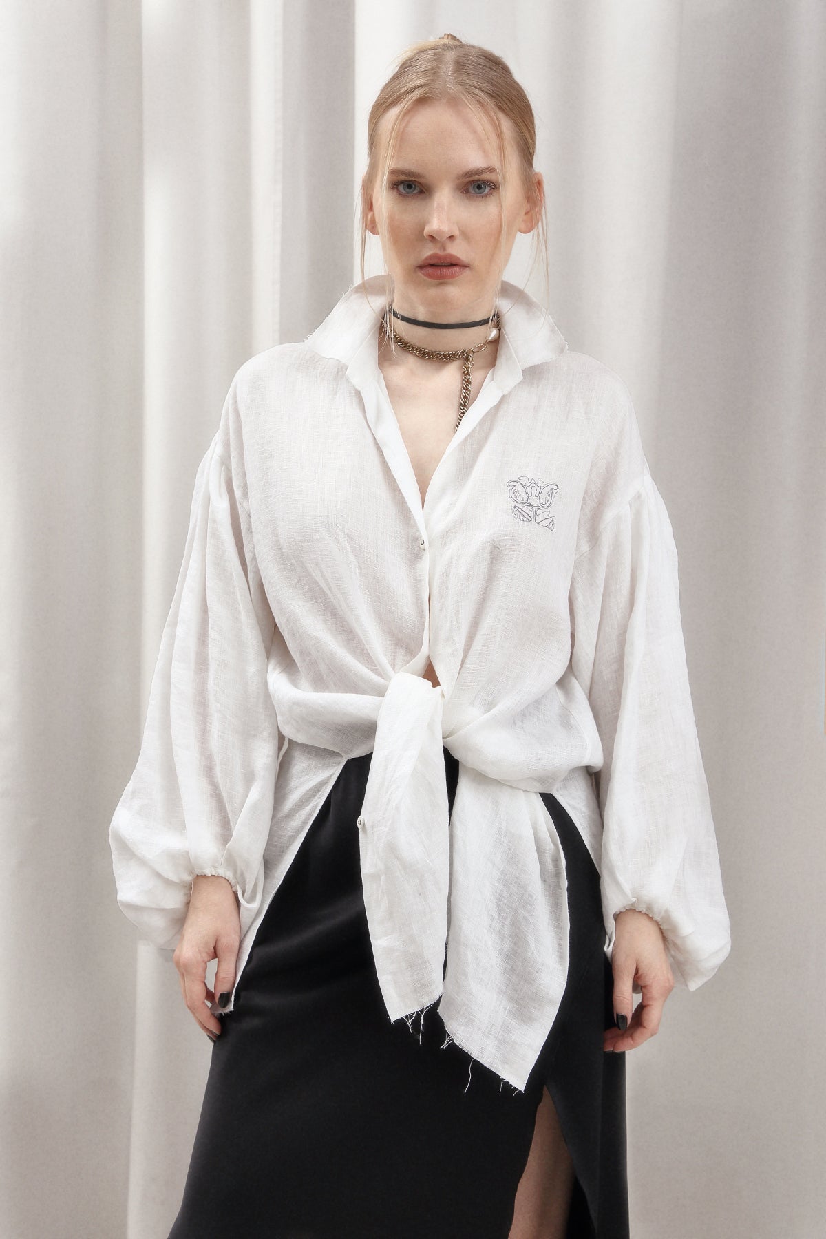 Linen Shirt-Tunic IRIS WHITE