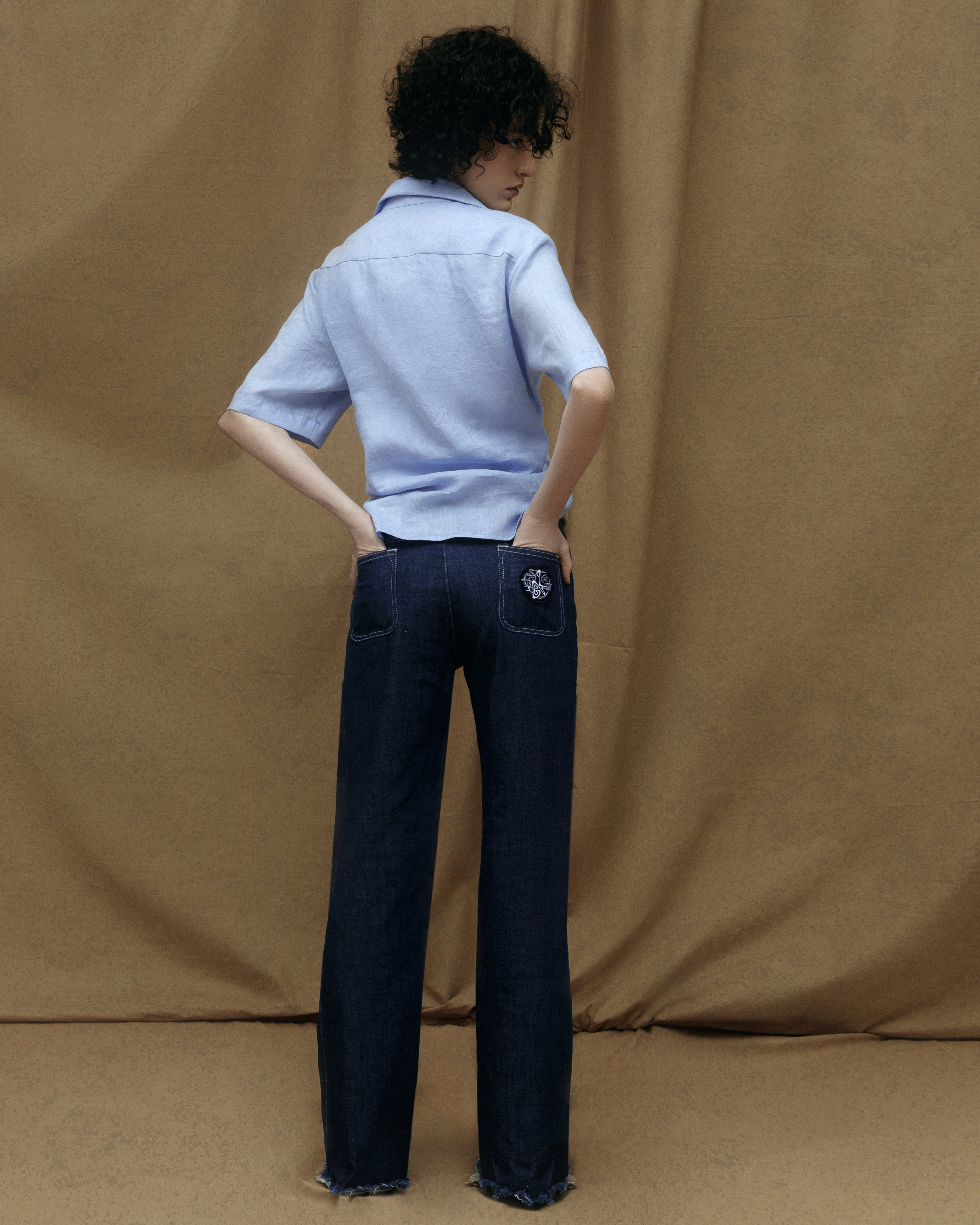 Flared Dark Blue Denim JEANS