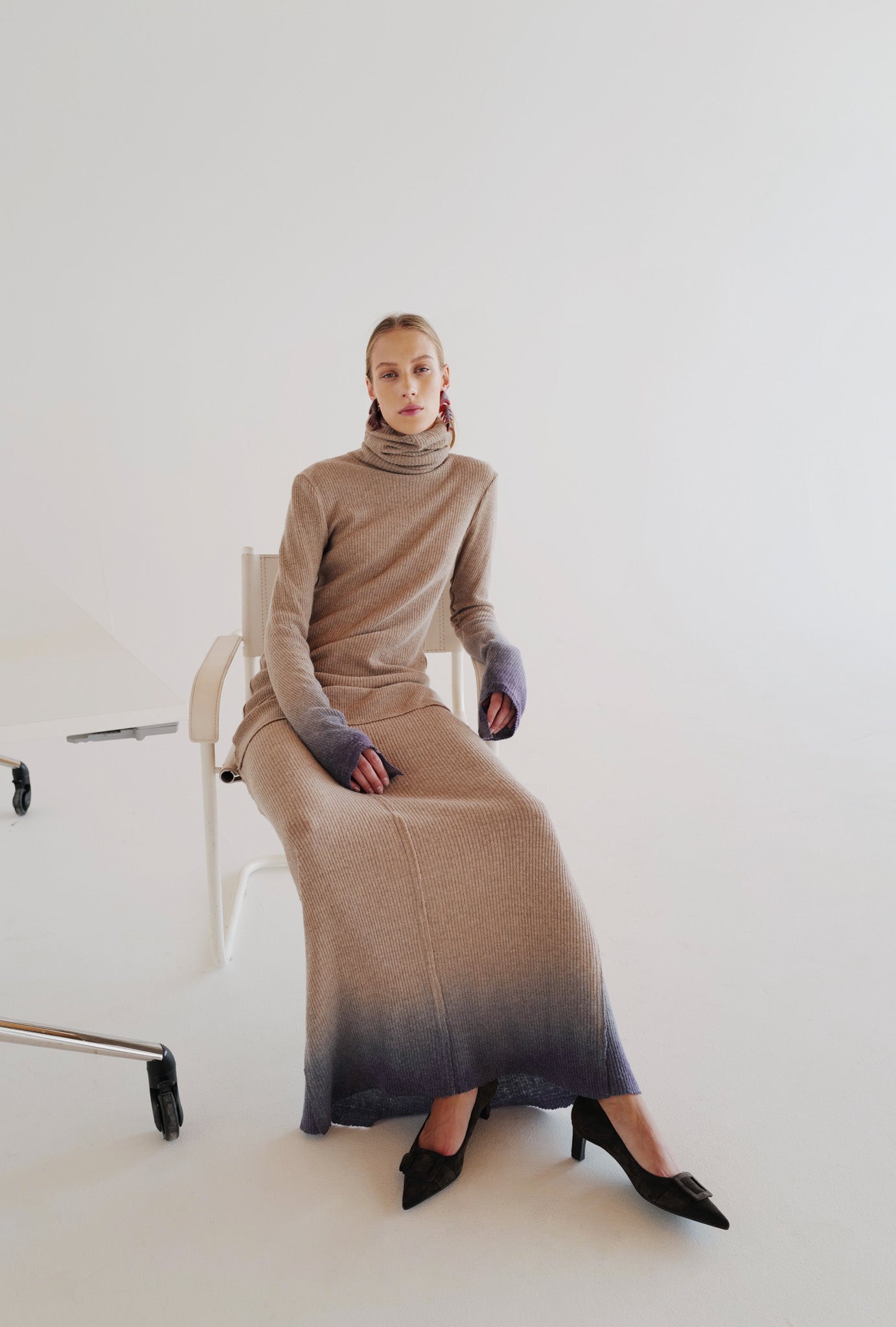 Wool turtleneck with batik sleeves FW24
