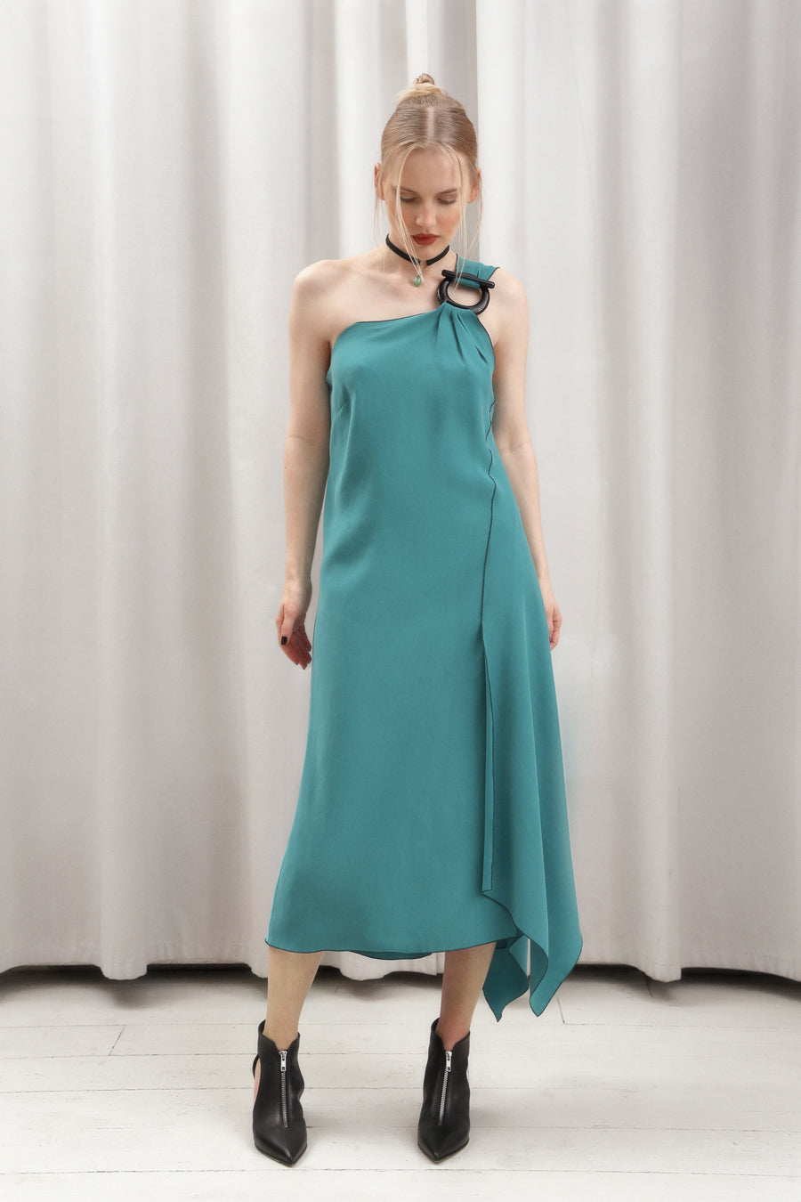 One Shoulder Cupro Dress MILANA