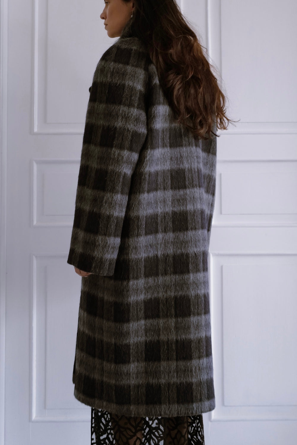 Liama Fluffy Double Breasted Plaid Coat AW25