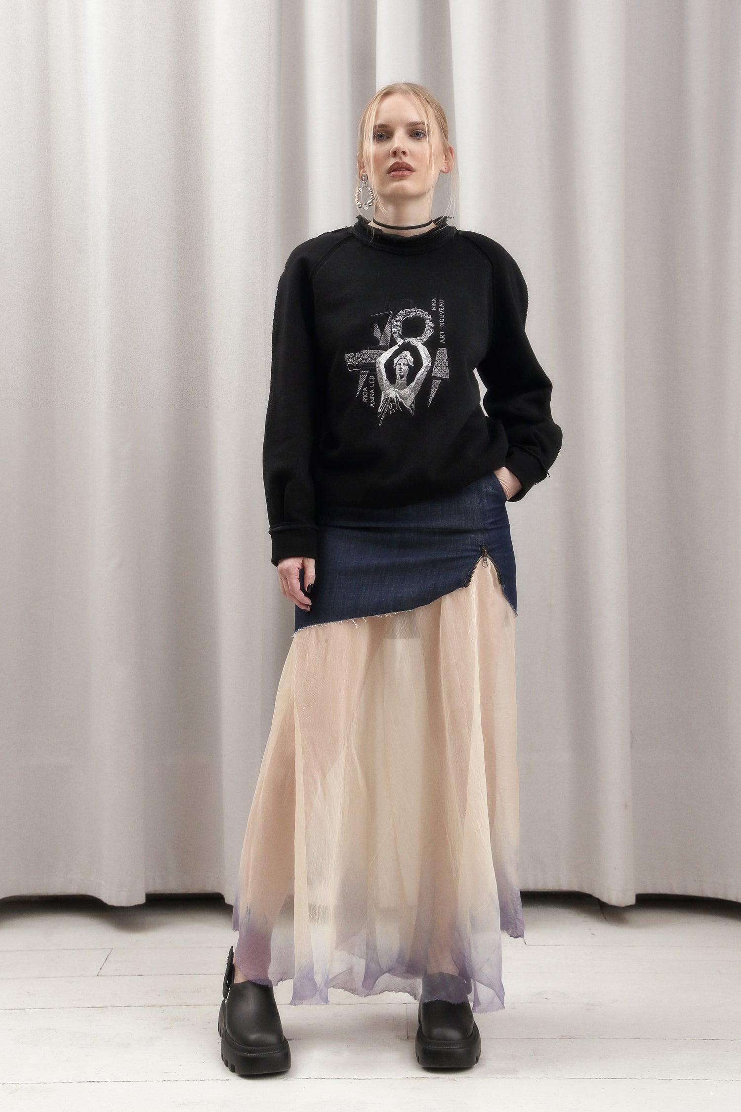 ORGANIC DENIM MINI SKIRT LIA RUNWAY ITEM FROM SS/23 - LAST ITEM