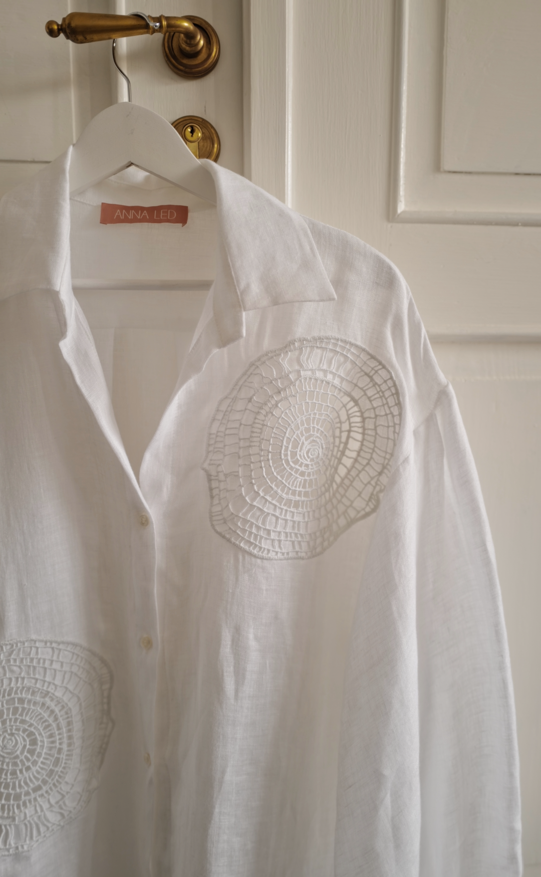 Fine Linen Hand Made Embroidered Tunic RING WHITE