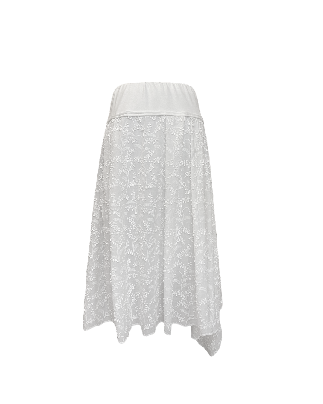WHITE EMBROIDERED SKIRT RESORT