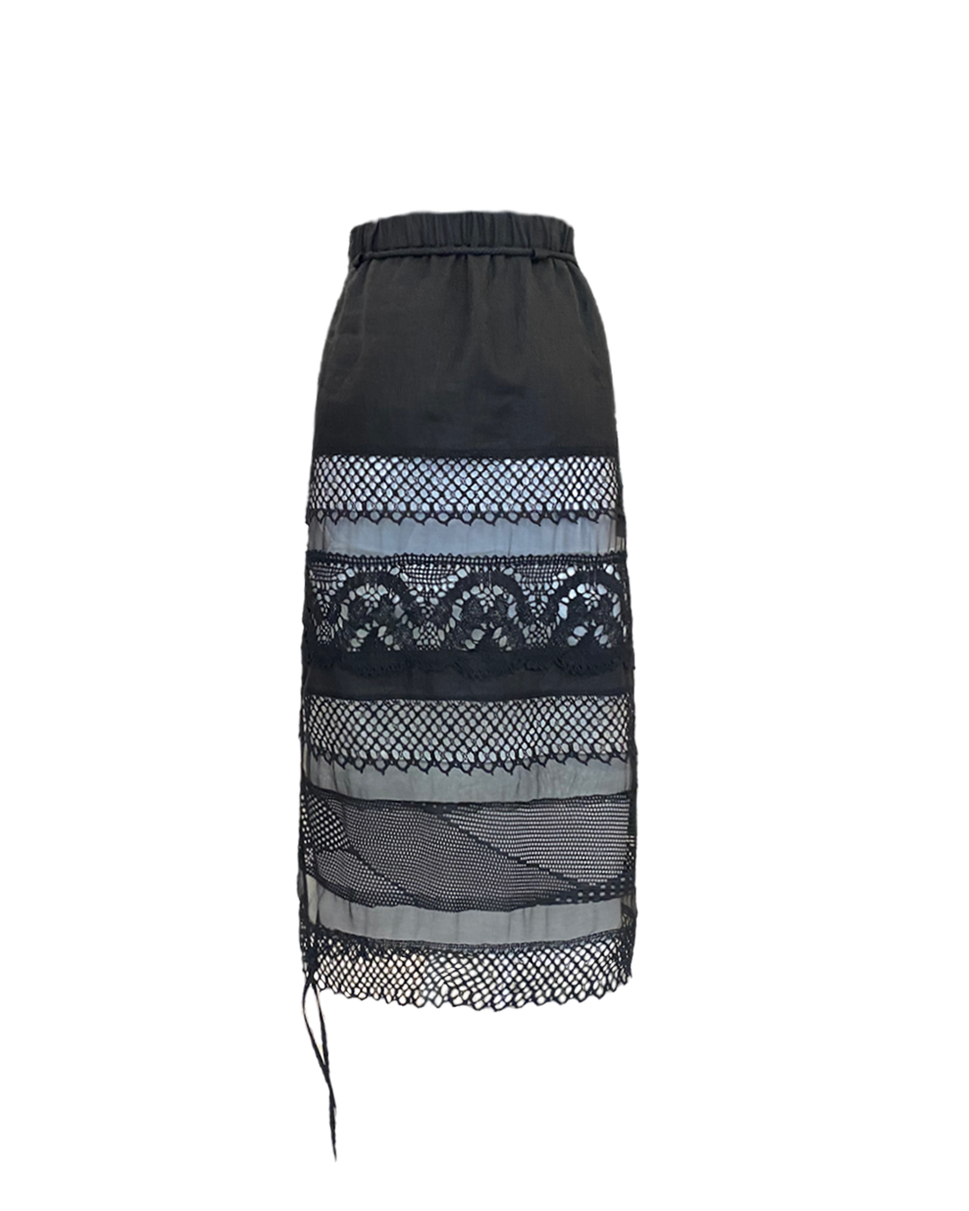 PATCHWORK Midi skirt in black colour