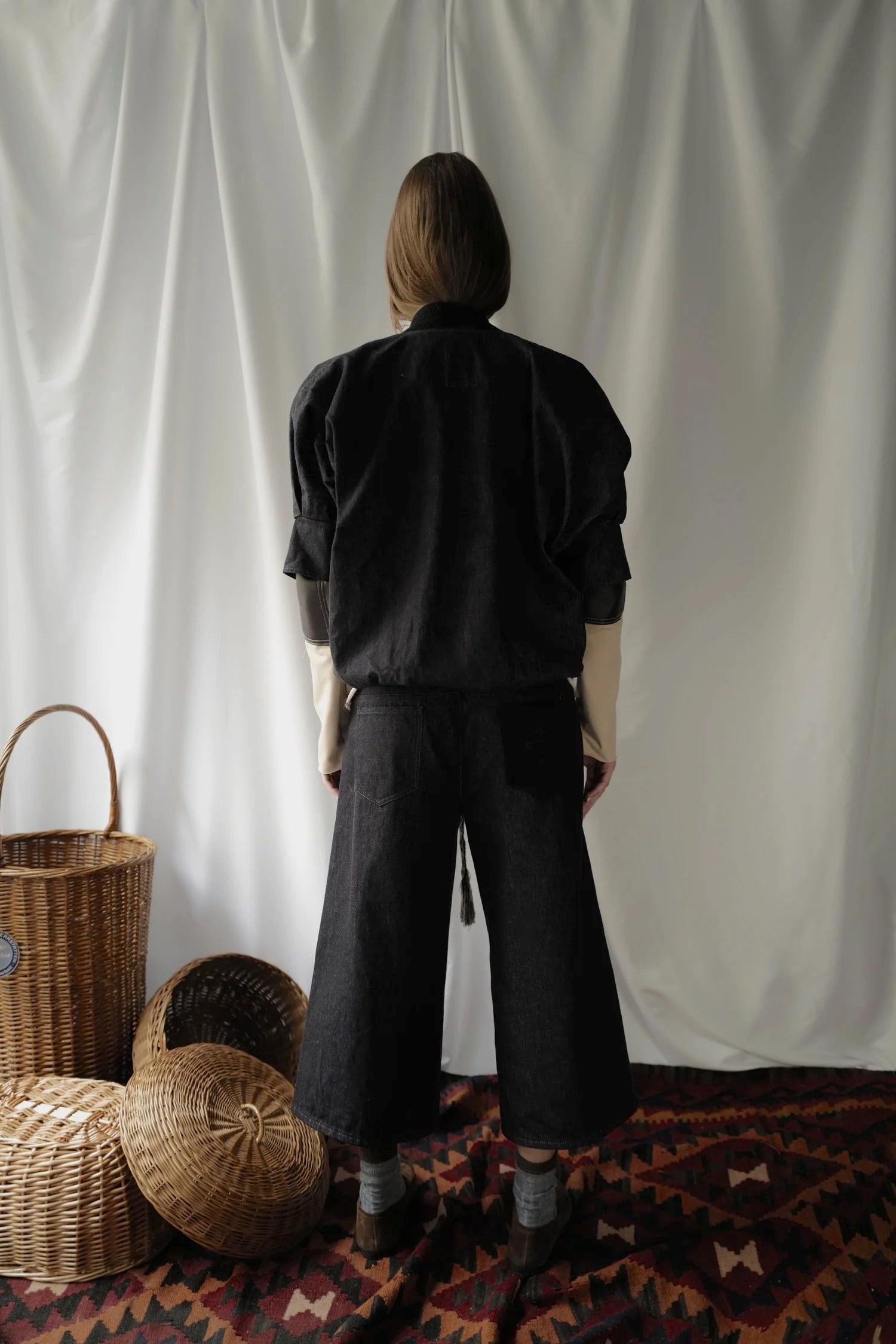 Raw Denim Wide-Leg Culotte Jeans AW25