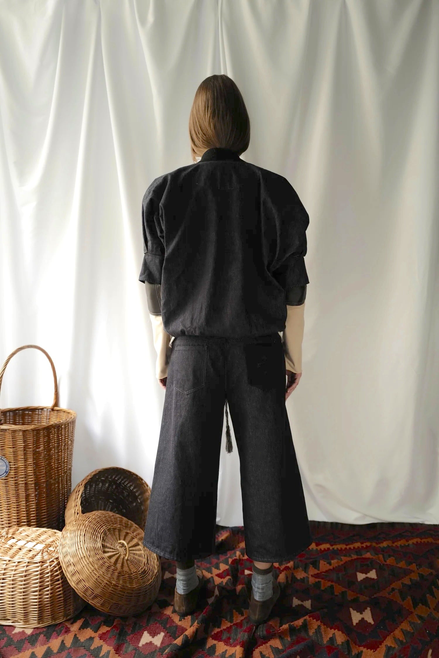 Dark Grey Raw Denim Kimono Bomber AW25