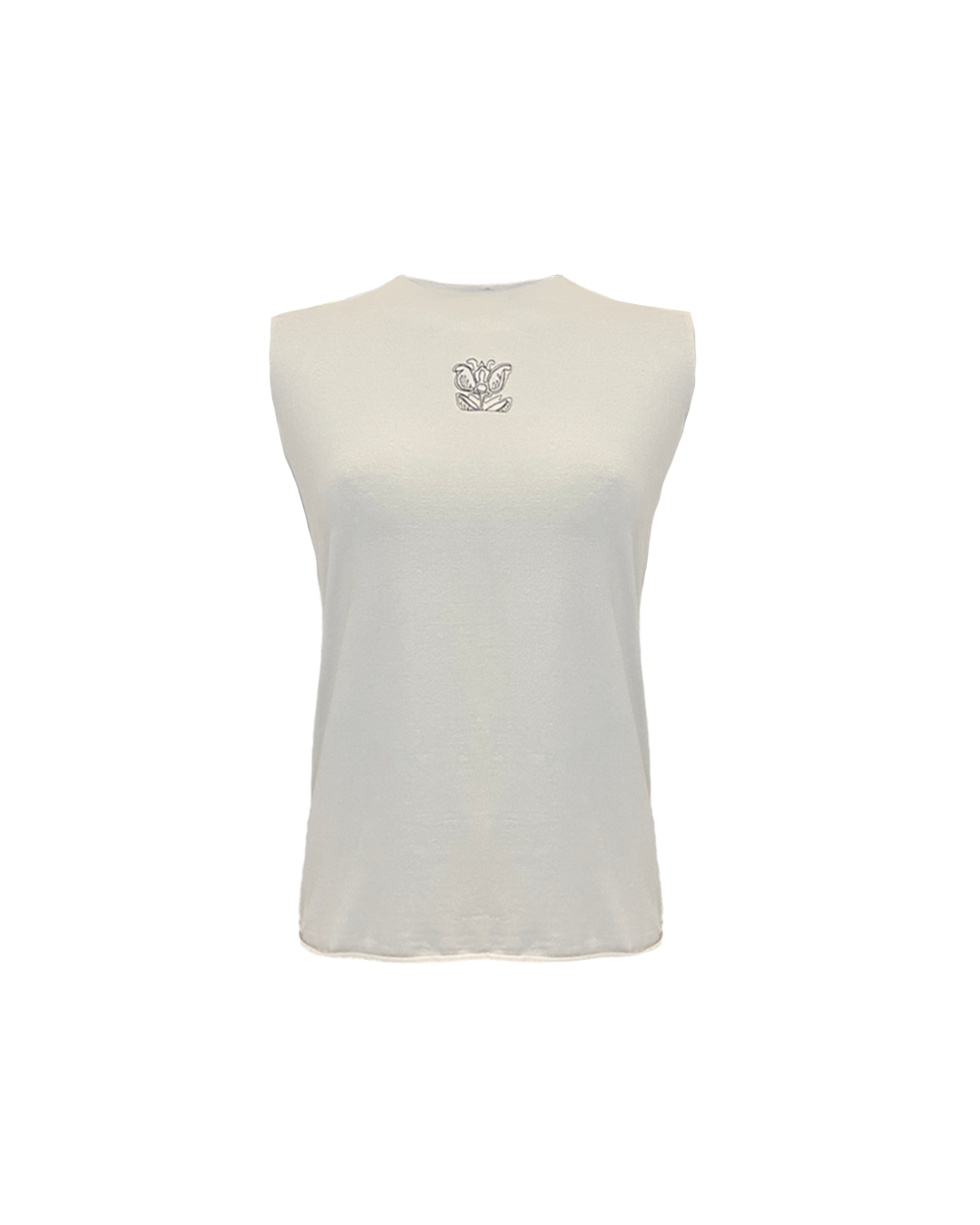 ORGANIC COTTON SLEEVELESS TOP WITH EMBROIDERY AW23/24