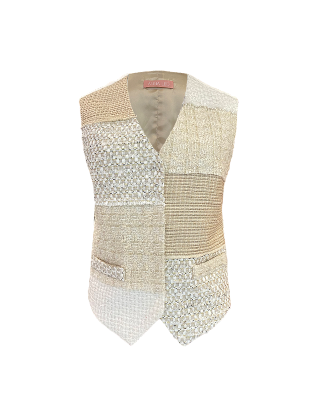 Unique Handmade Tweed Patchwork Vest BEIGE
