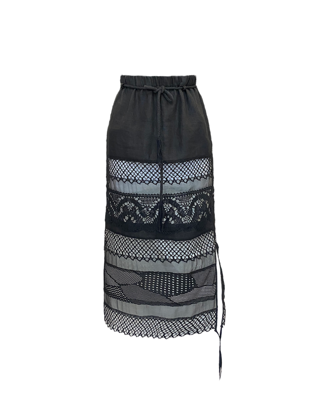 PATCHWORK Midi skirt in black colour