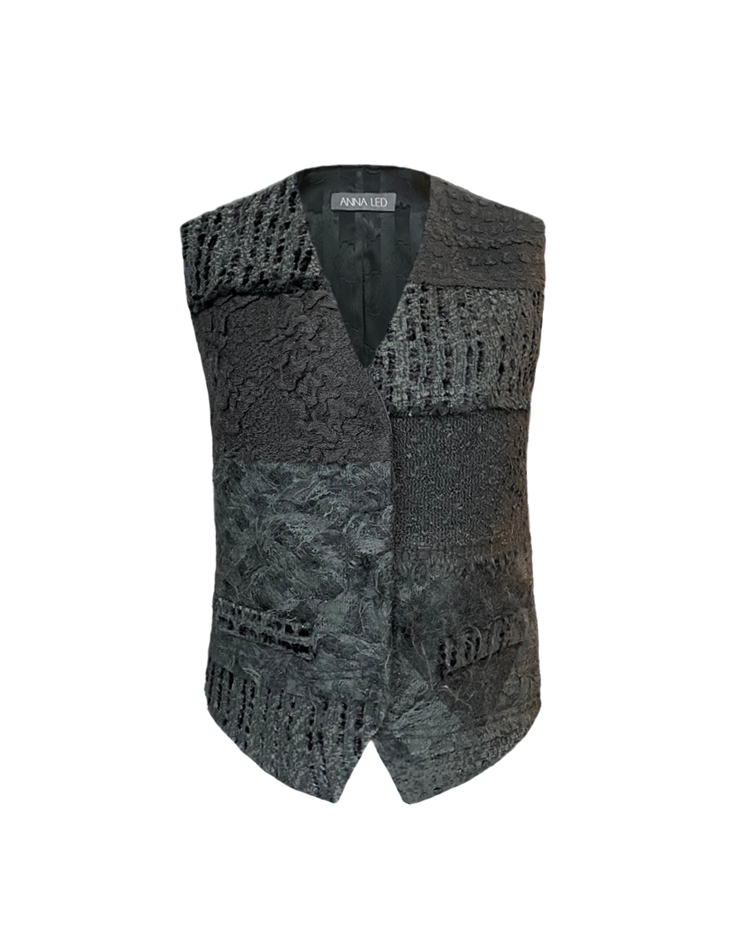 Unique Handmade Tweed Patchwork Vest BLACK