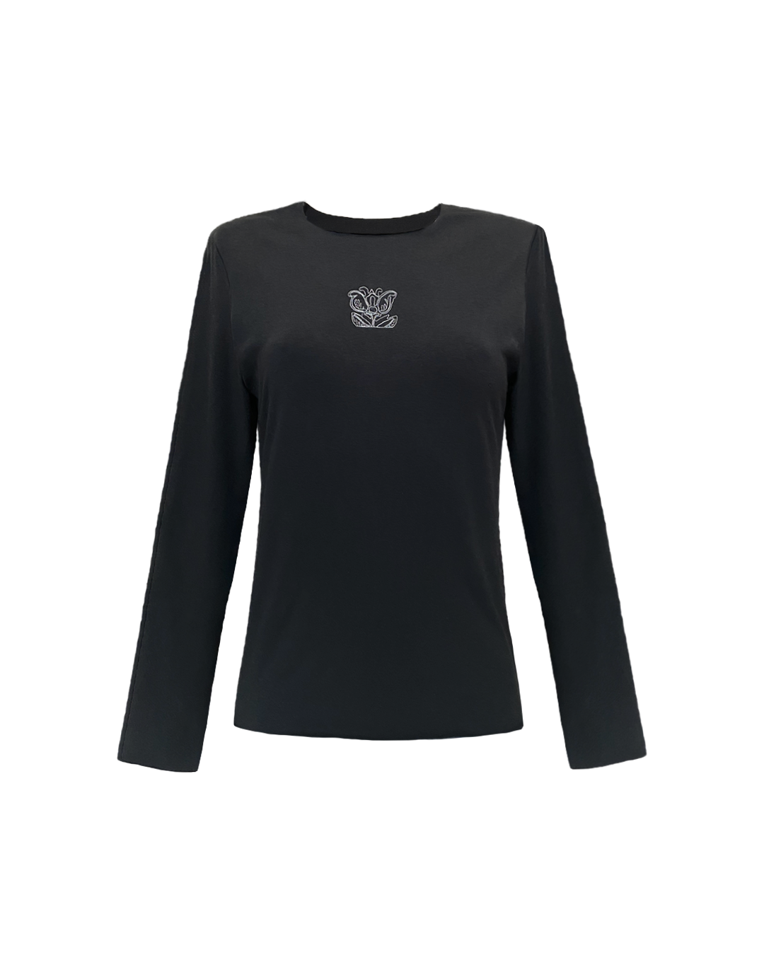 ORGANIC COTTON LONG-SLEEVE TOP IN CHARCOAL COLOUR