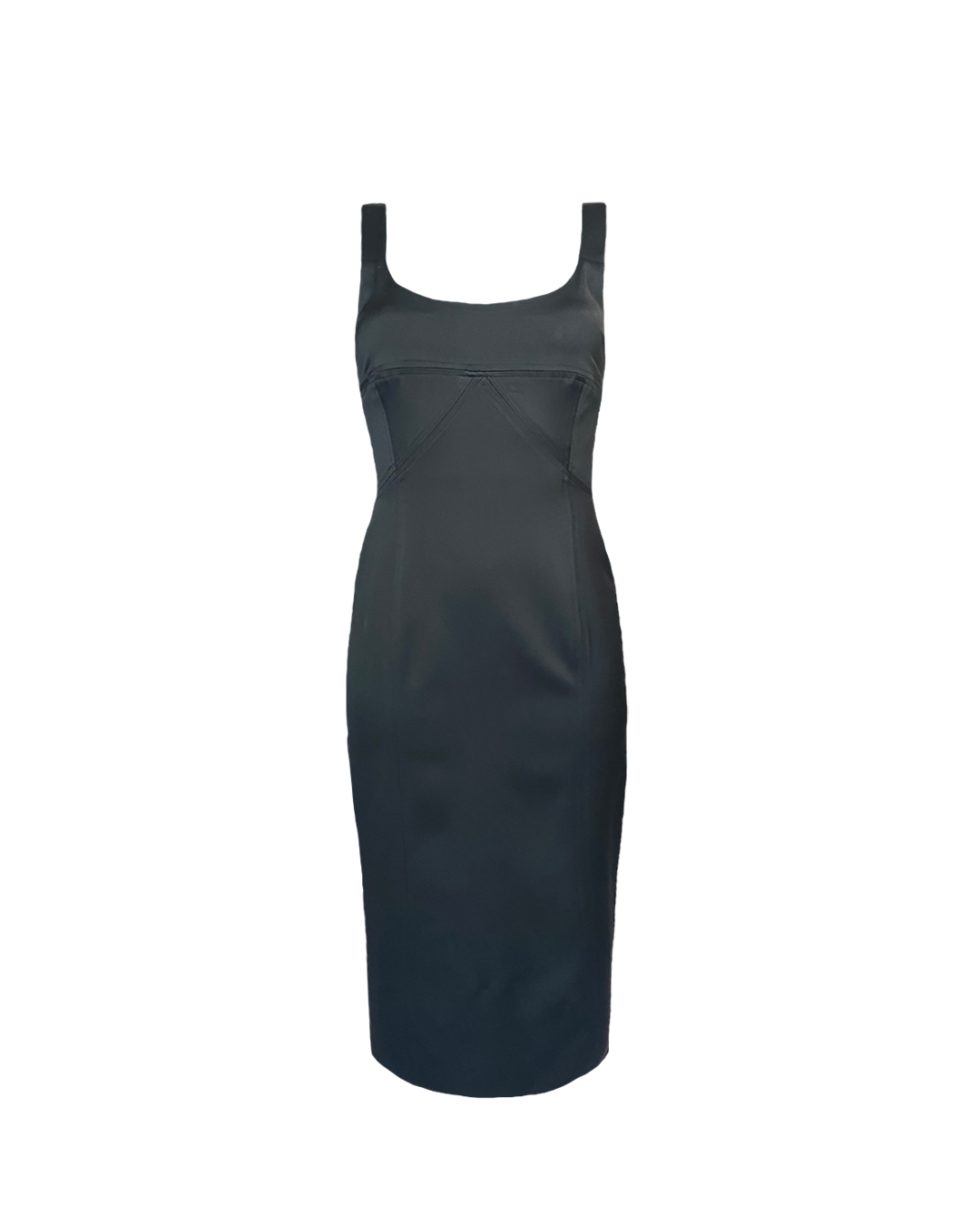 BLACK ATLAS VISCOSE COCKTAIL DRESS WITH CORSET DETAIL AW23/24