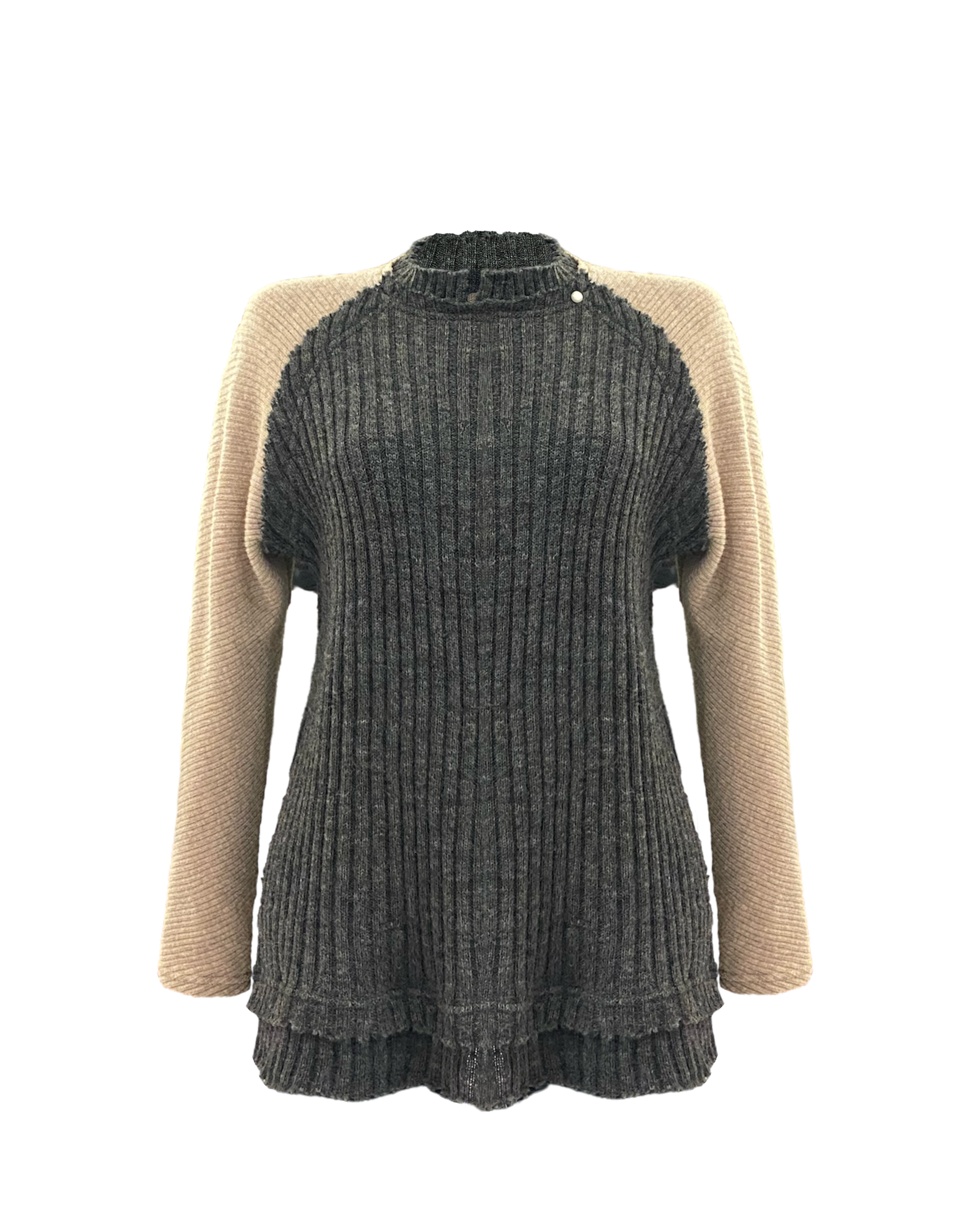 GREY TOP WITH BEIGE LONG SLEEVES (Last item)