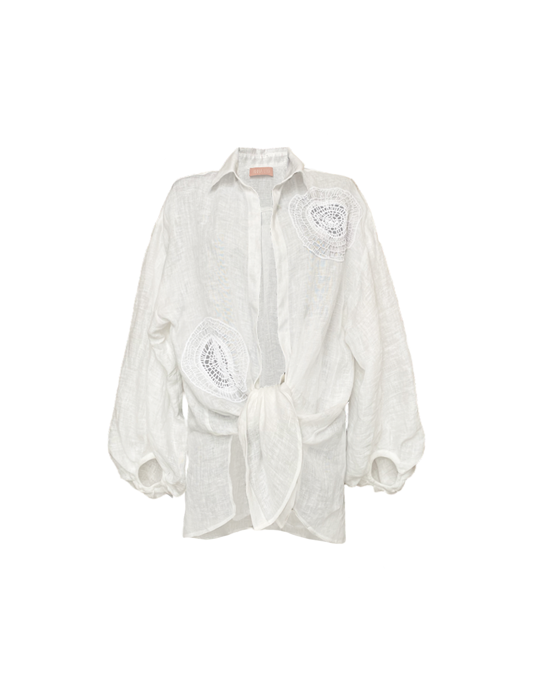 Fine Linen Hand Made Embroidered Tunic RING WHITE