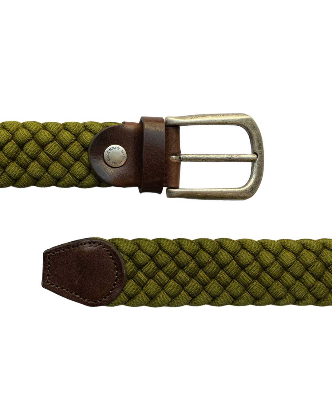 BRAIDED ROPE BELT IN WASHED GREEN COLOUR
