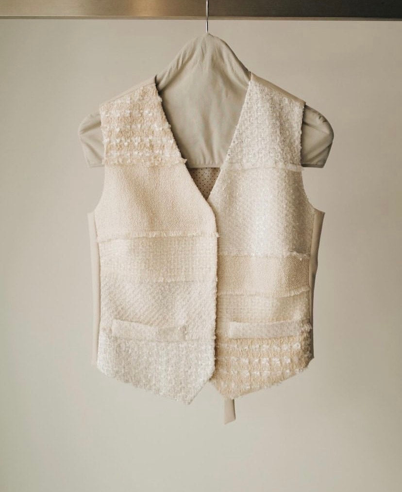 Unique Handmade Tweed Patchwork Vest BEIGE (Pre-order)