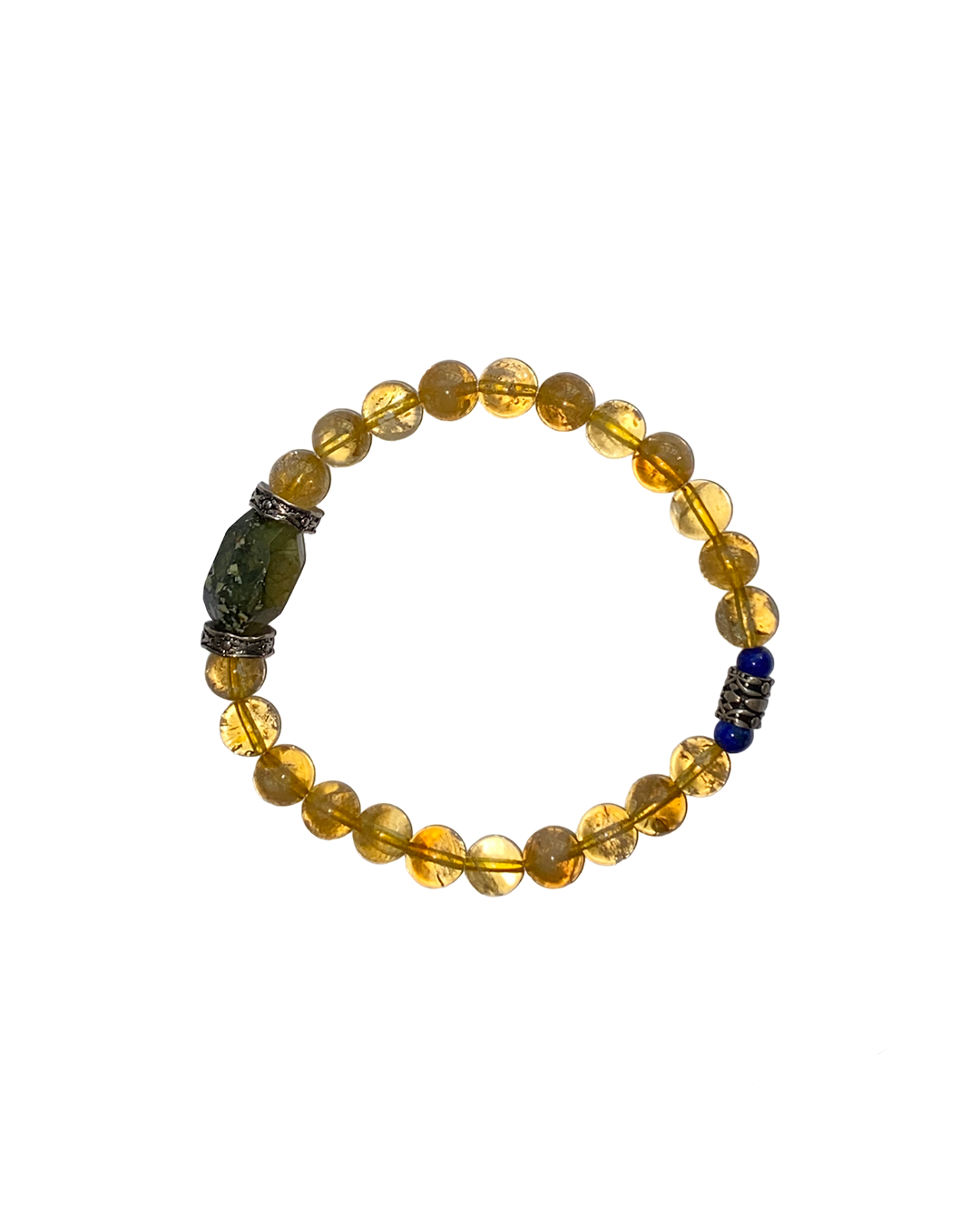 CRYSTAL STONE BRACELET IN AMBER COLOUR WITH SILVER RING DETAIL - LAST ITEM