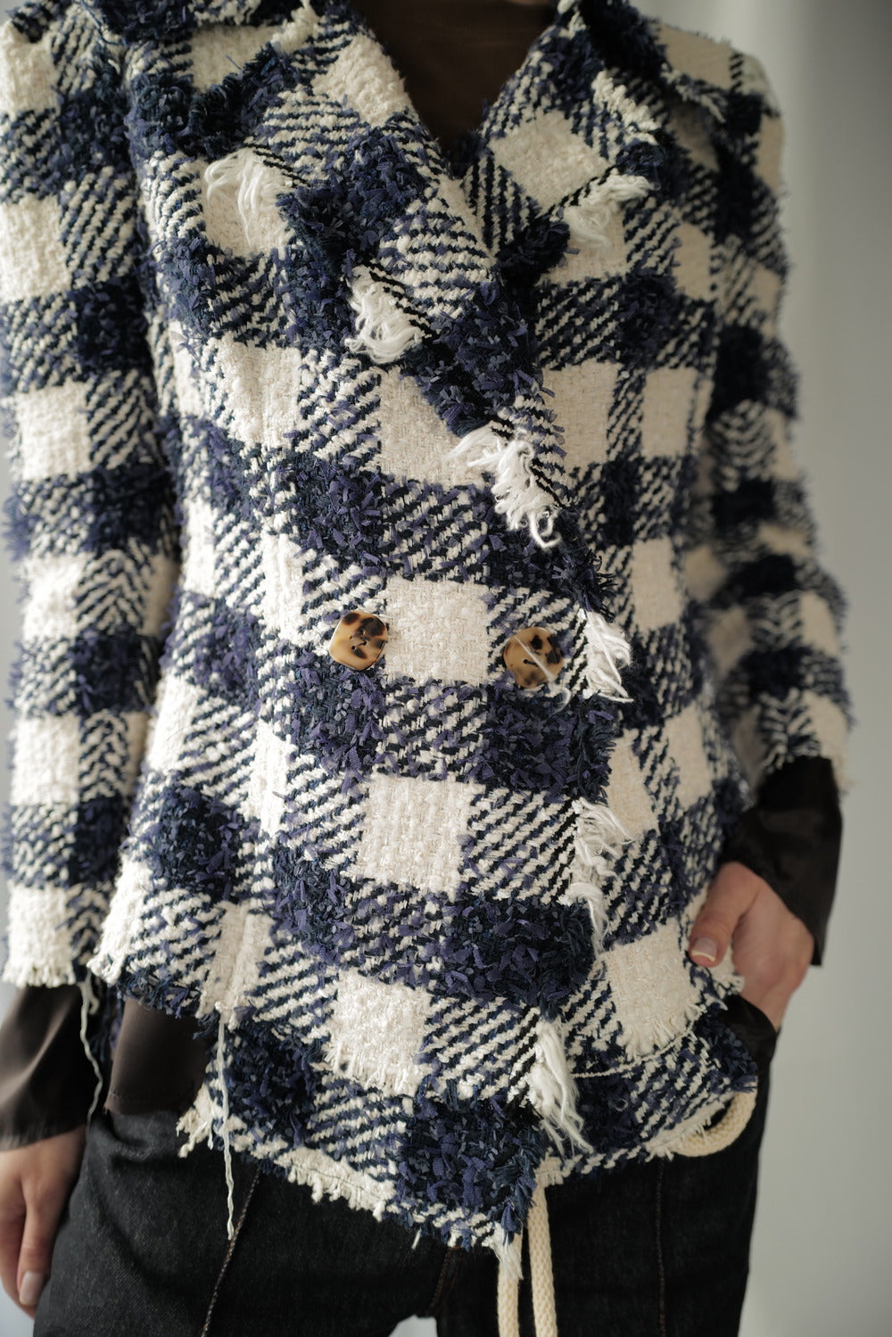 Gingham Tweed Tailored Jacket