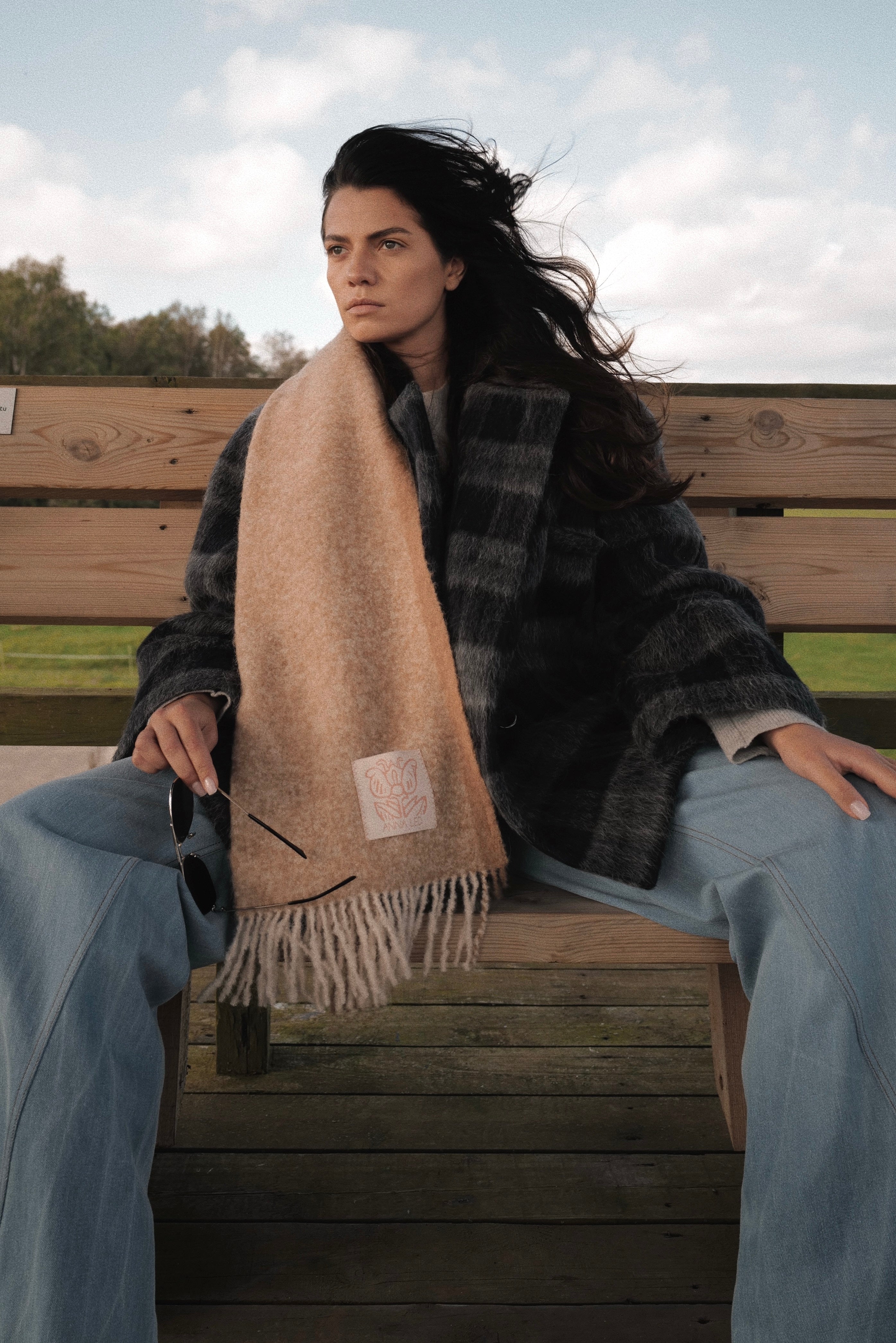 Liama Fluffy Double Breasted Plaid Half Coat AW25