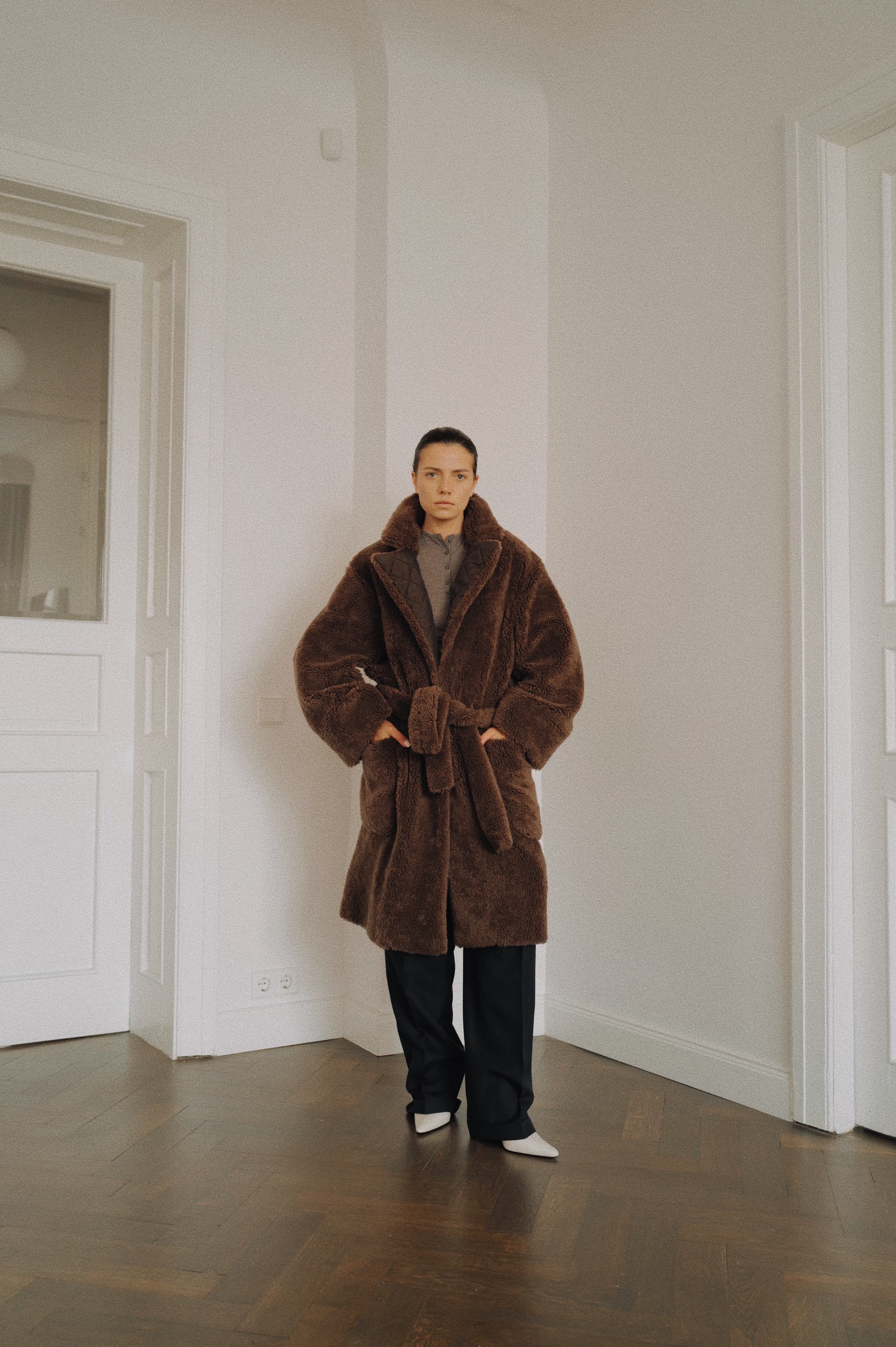 Wool/Silk Teddy Robe Style Coat AW25