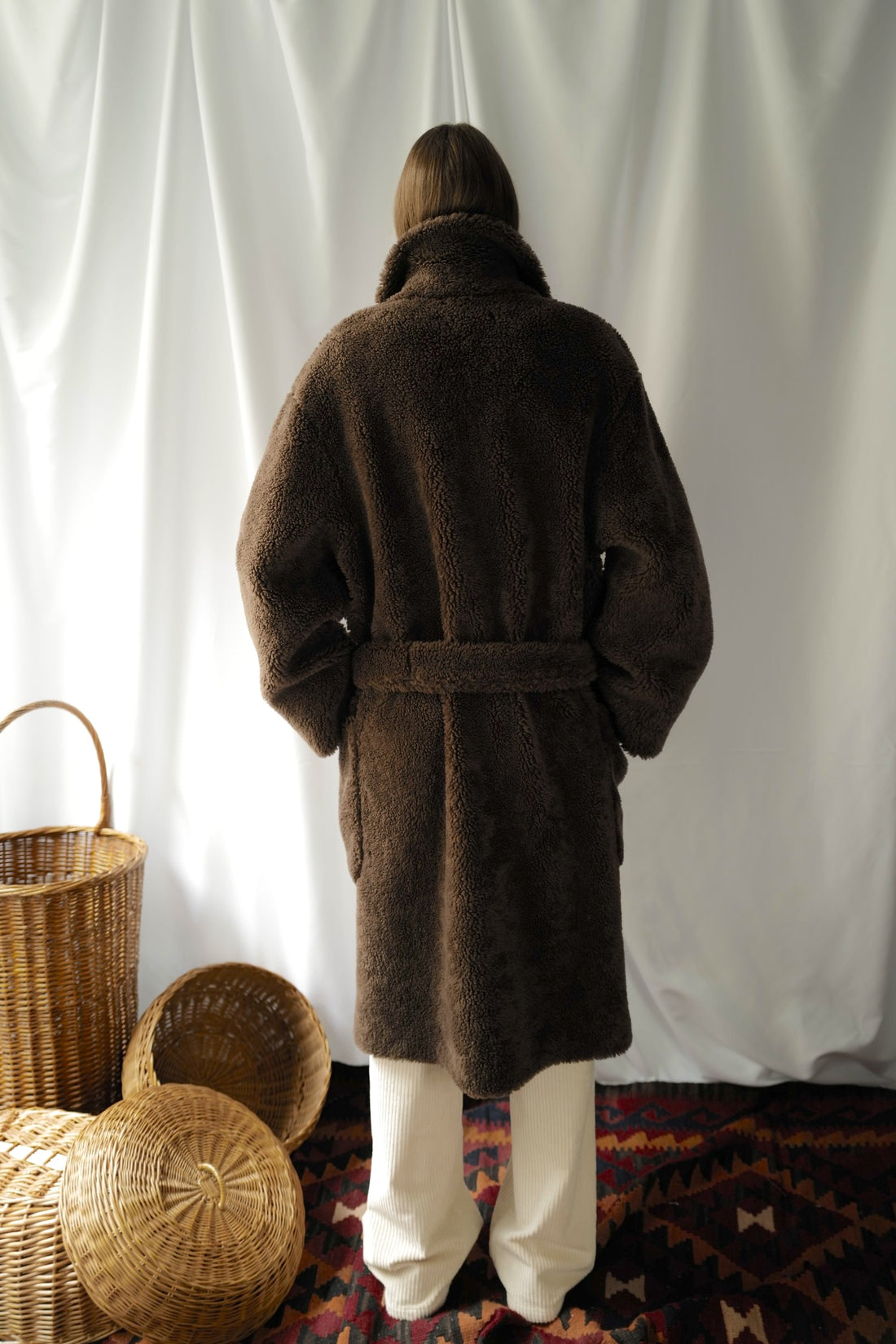 Wool/Silk Teddy Robe Style Coat AW25