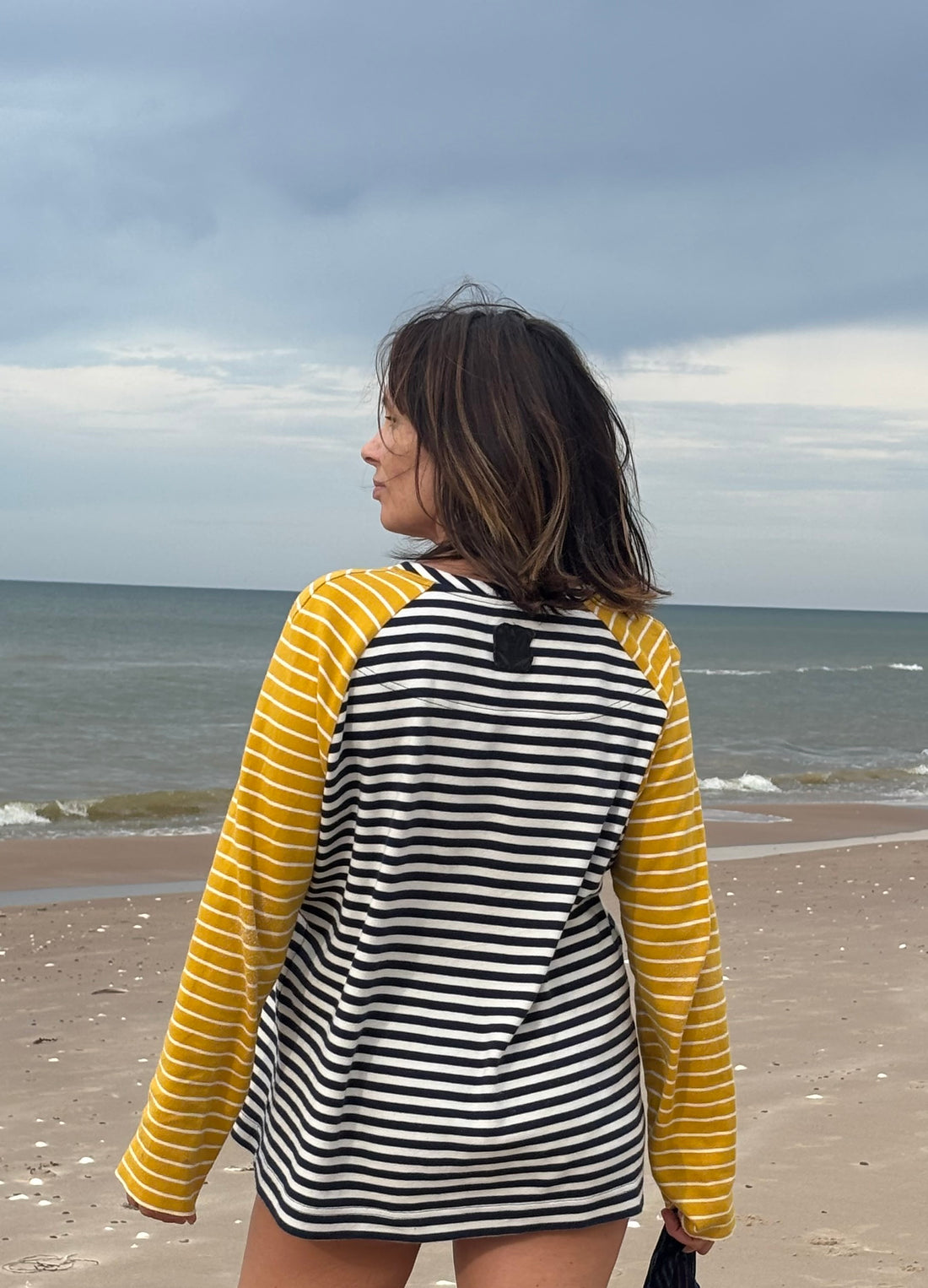 Striped Two Colours Organic Cotton Long-sleeve (black to stock)