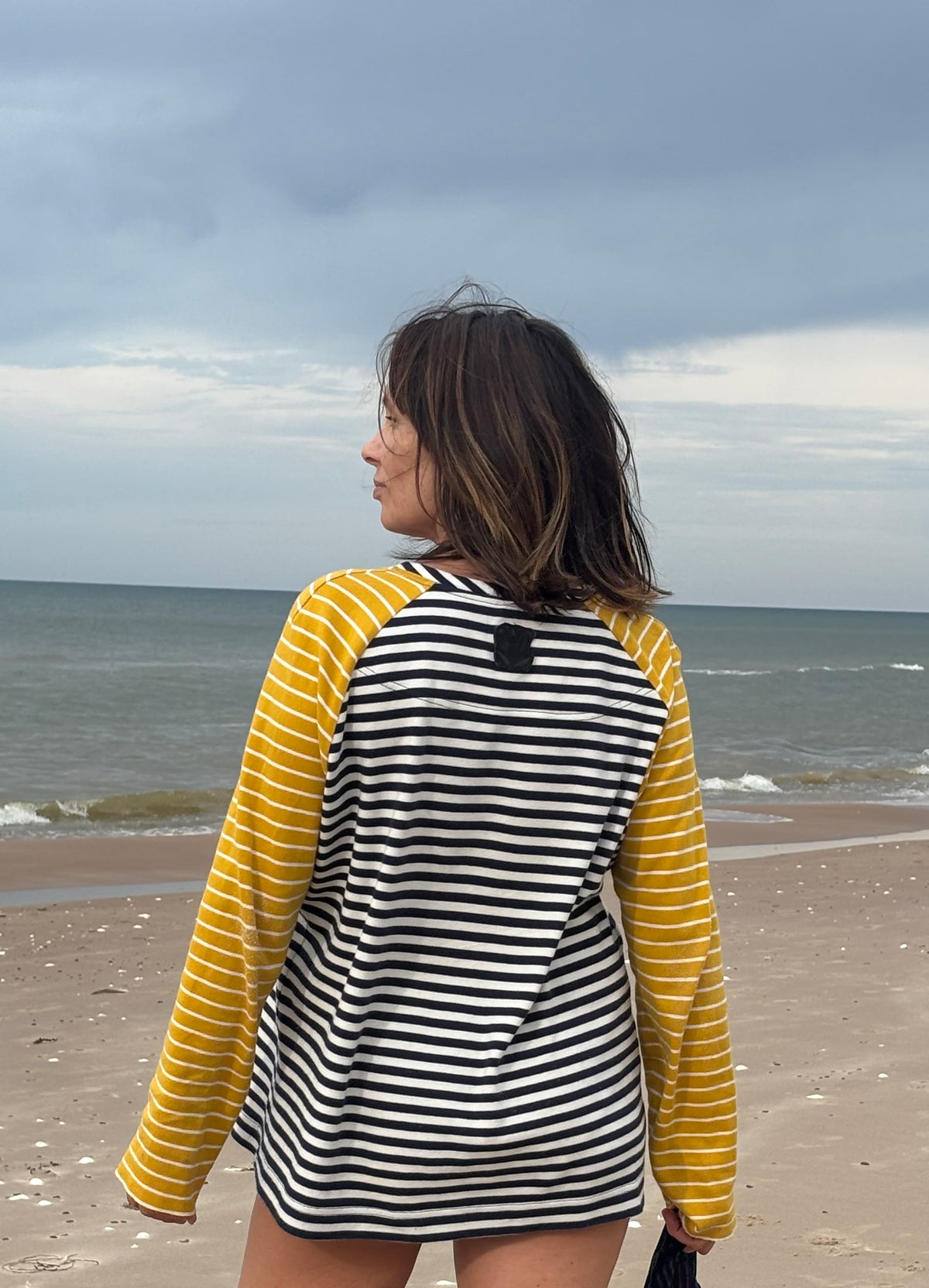 Striped Two Colours Organic Cotton Long-sleeve (black to stock)