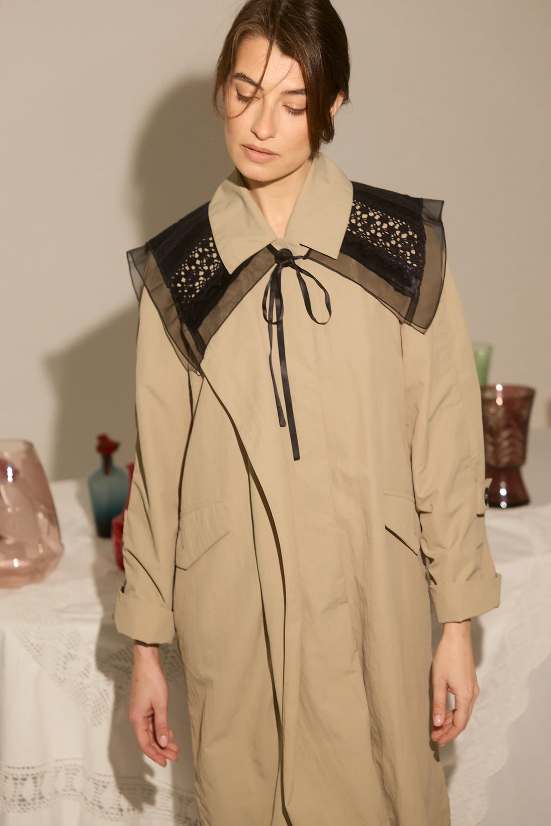 Hand Made Patchwork Collar SS26 In Black