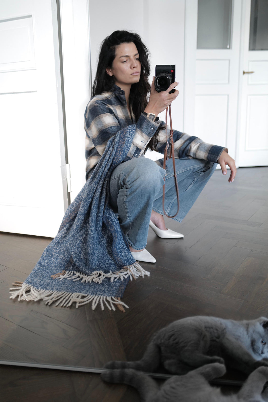 Alpaca Scarf Denim Col  AW25