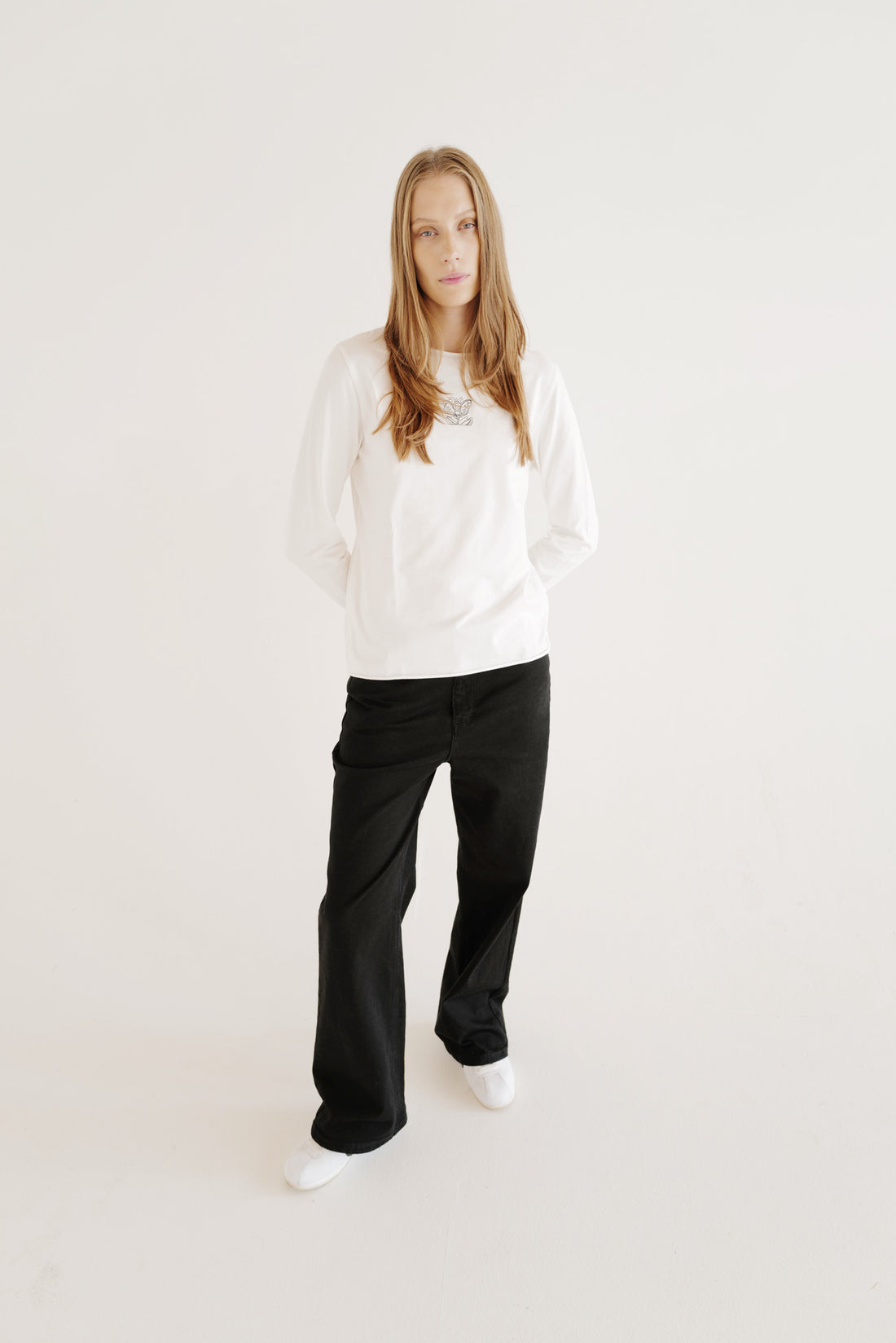 Embroidered  Organic cotton Fitted Top OLGA