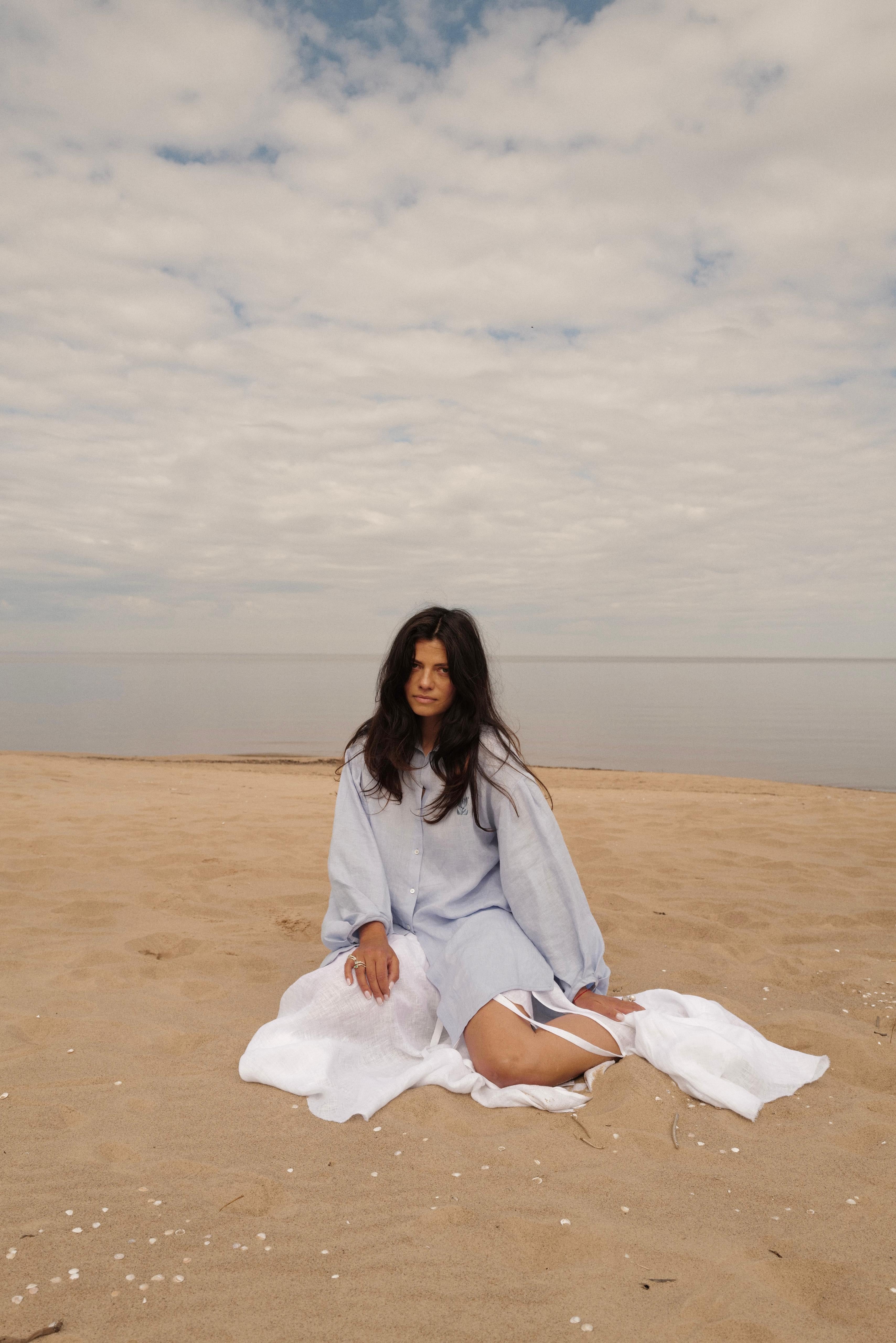 Soft Washed Shirt-Tunic IRIS BLUE