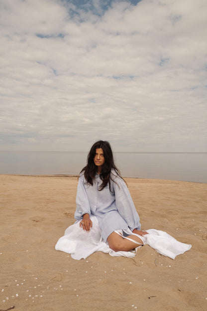 Soft Washed Shirt-Tunic IRIS BLUE
