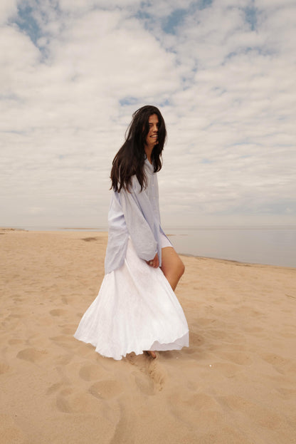 Soft Washed Shirt-Tunic IRIS BLUE