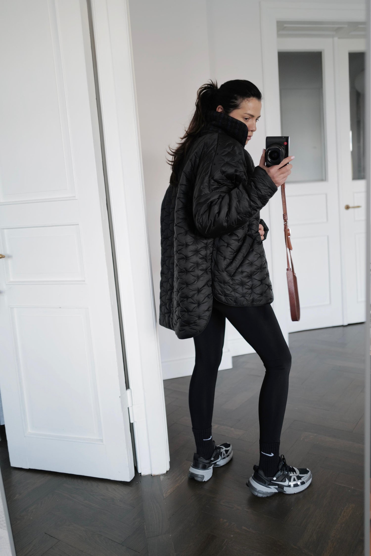 Quilted Jacket with a tweed collar