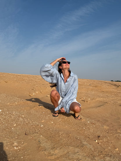 Linen Shirt-Tunic IRIS BLUE