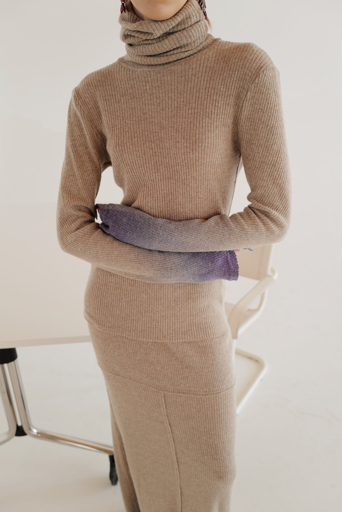 Wool turtleneck with batik sleeves FW24