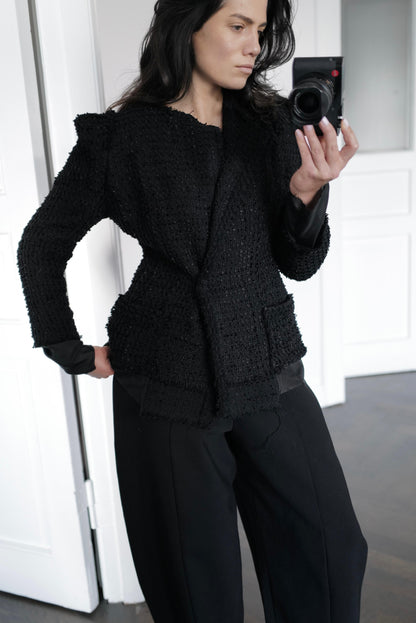 Silk/Cotton Double- Breasted Tweed Blazer AW25