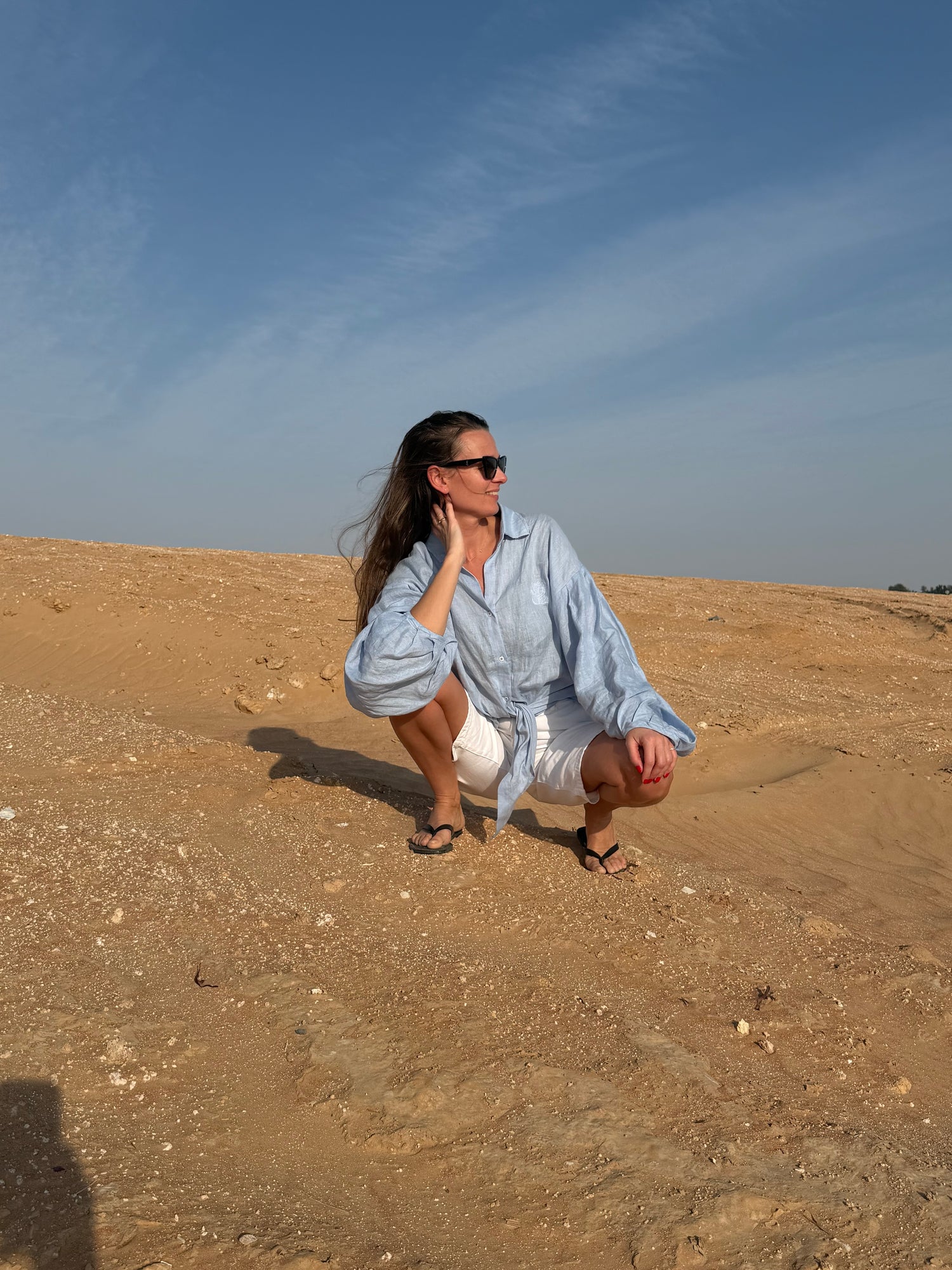 Linen Shirt-Tunic IRIS BLUE