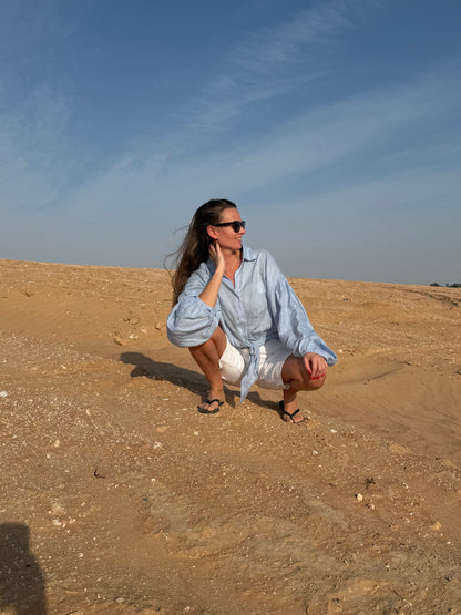 Linen Shirt-Tunic IRIS BLUE