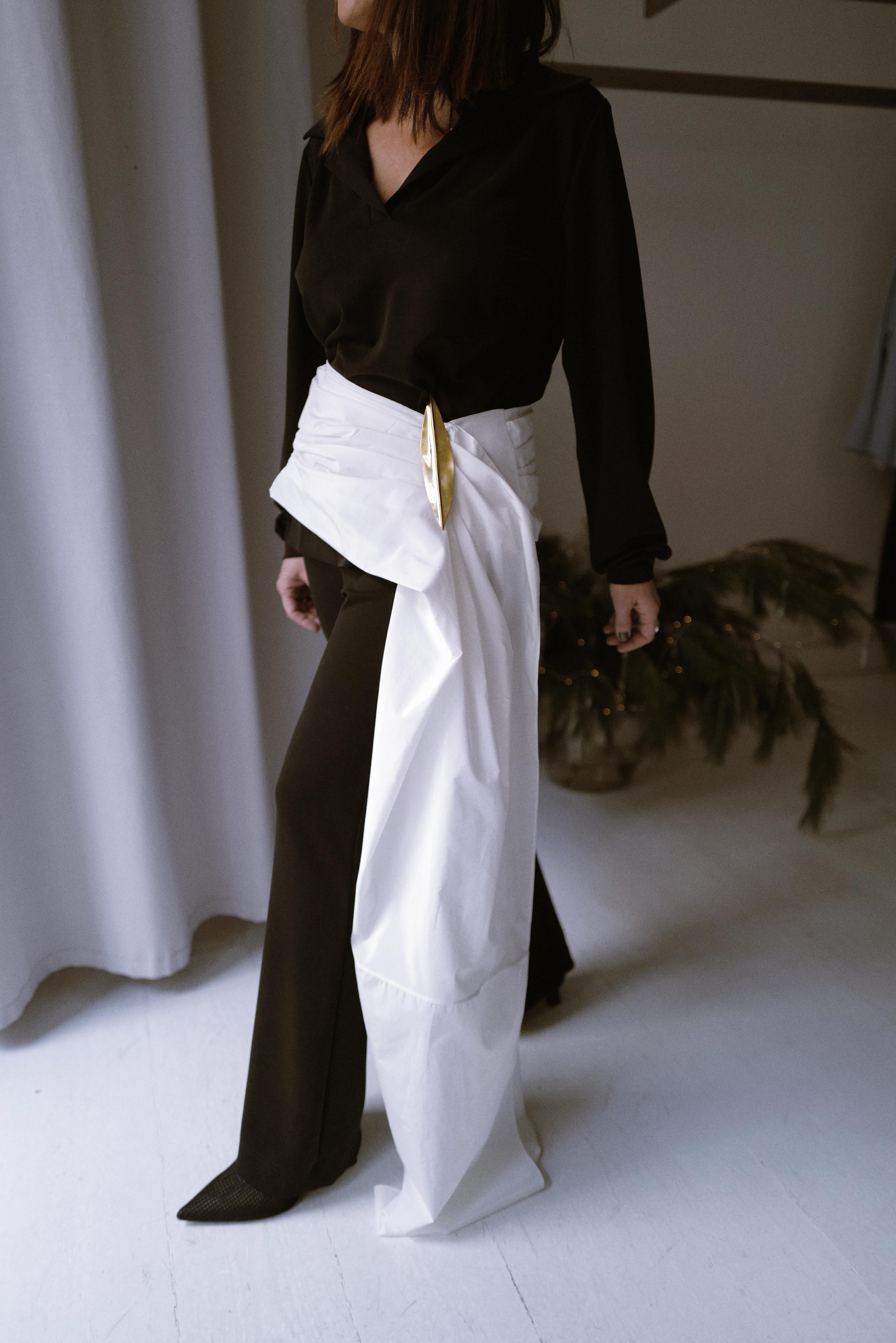 Silk Taffeta Peplum with Draping and Train