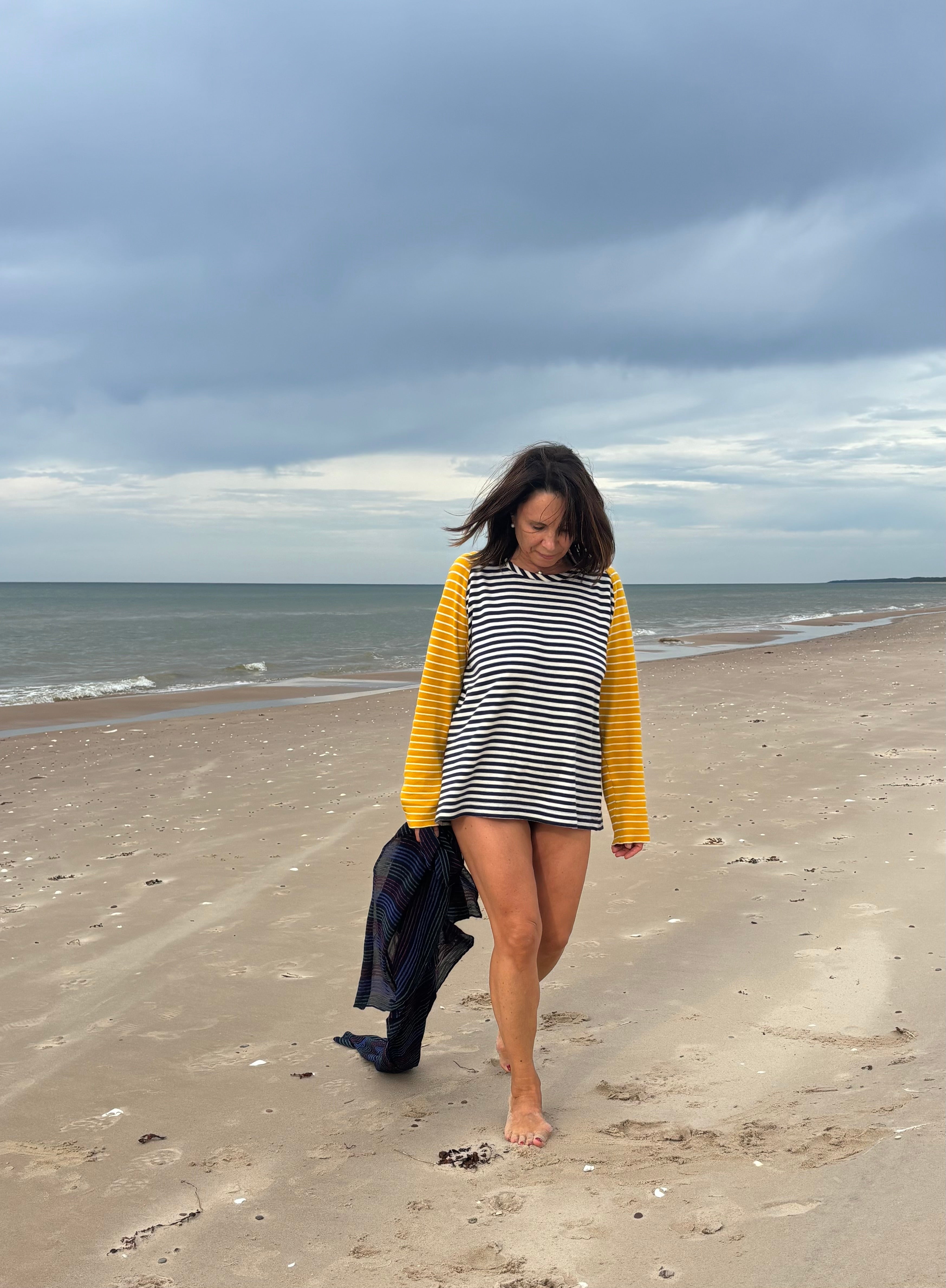 Striped Two Colours Organic Cotton Long-sleeve (black to stock)