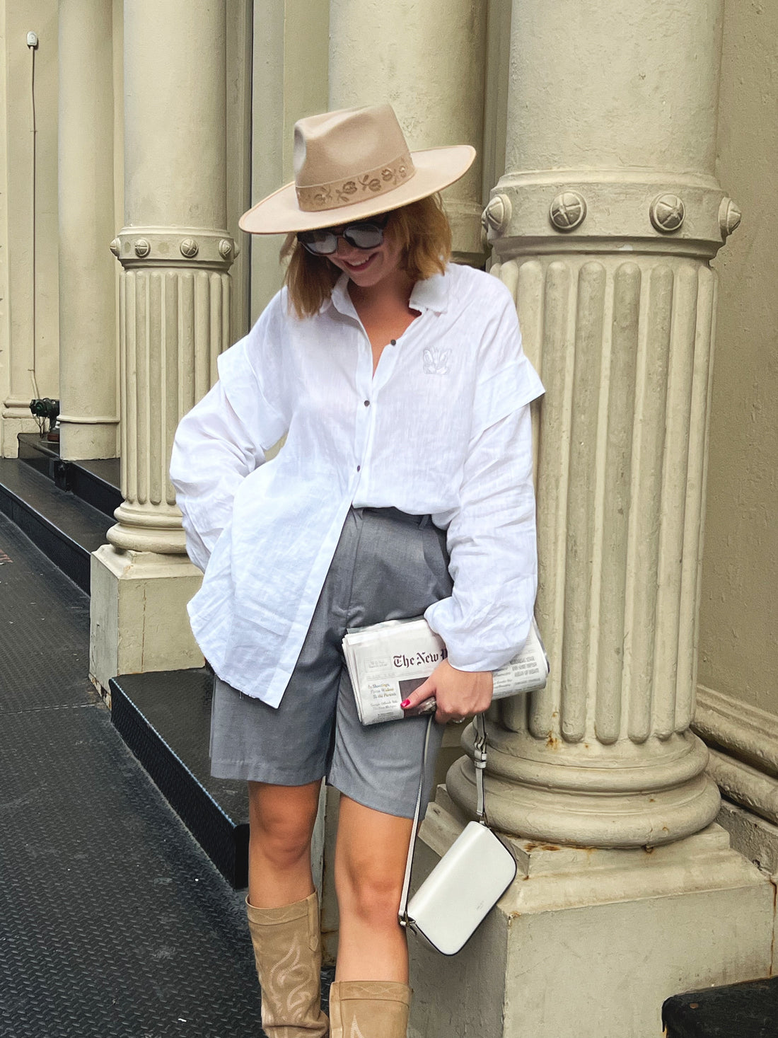 Soft Washed Linen Oversized Shirt WING WHITE
