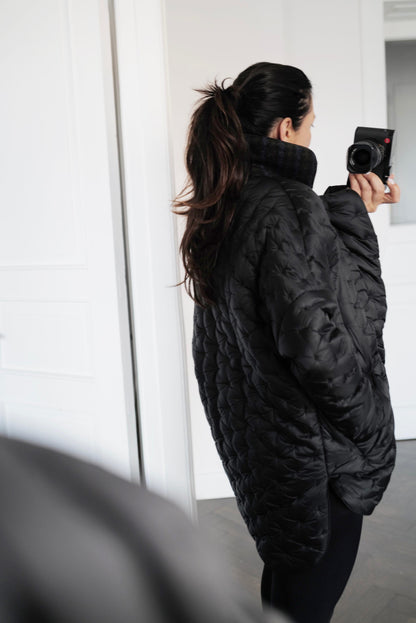 Quilted Jacket with a tweed collar