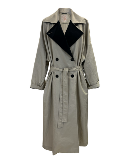 Oversized Double-Breasted Trench Coat AGATA with contrast collar