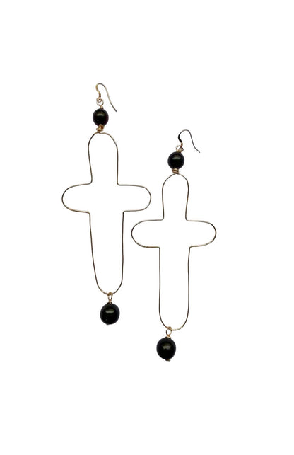 GOLD FILLED 14K ONYX STONE EARRINGS