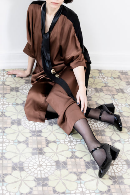 Block Colour Kimono Maxi Robe-Dress AW25