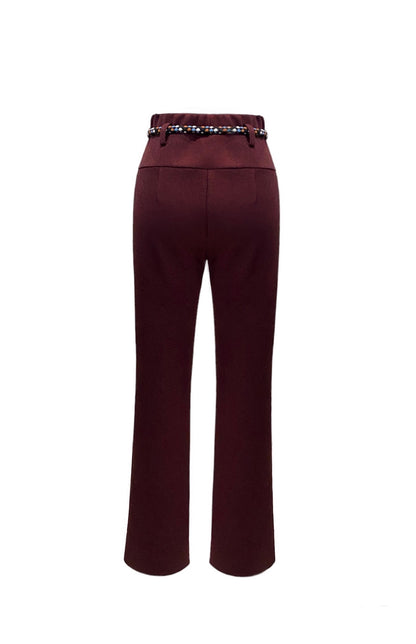 BURGUNDY WOOL JERSEY TROUSERS AW/22