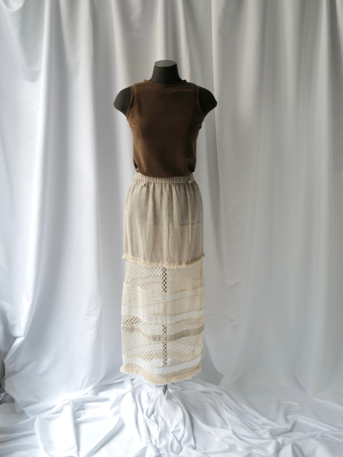 PATCHWORK Midi Skirt In Nature color